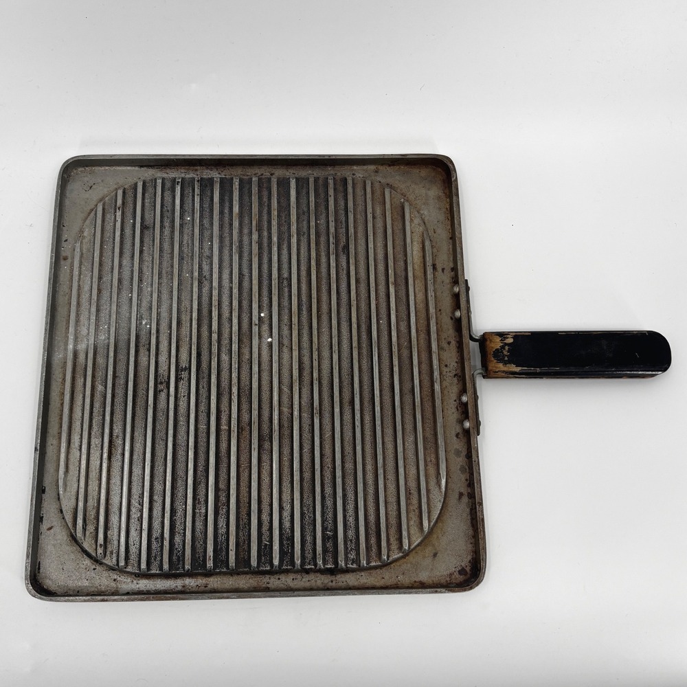 Happy Day Griddle Grill Vintage Reversible Cast Aluminum Square Pan USA Patent